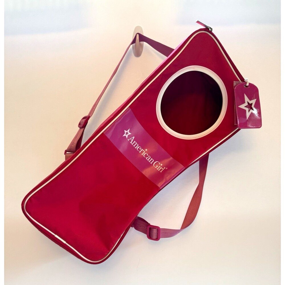 American Girl Doll Berry Backpack Carrier Travel Case Bag Pink Magenta Star Tag